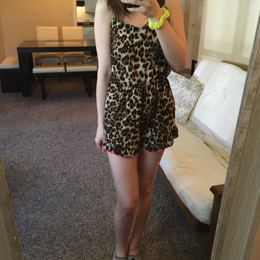 Leopard open back romper